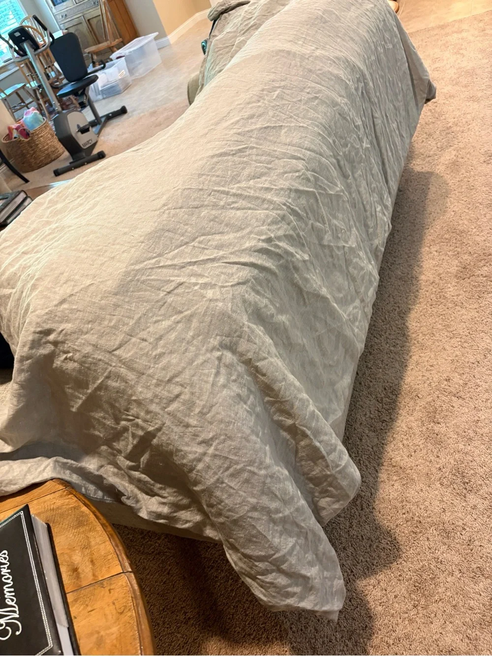 Pottery Barn Cal King /King Gray Flax Belgian Linen Duvet Cover
